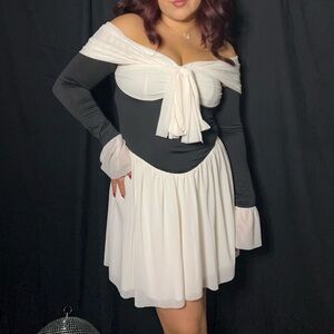 Black and White Dress with Bow Detail